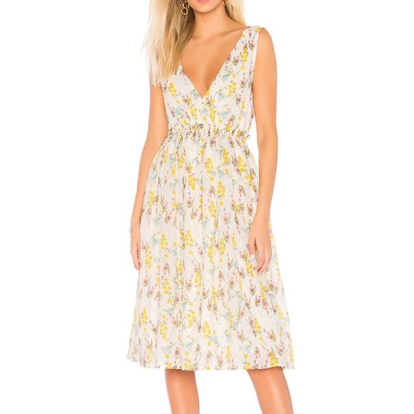 NEW LINE & DOT REVOLVE Fleur Yellow Flower Print Dress - Picture 2 of 14